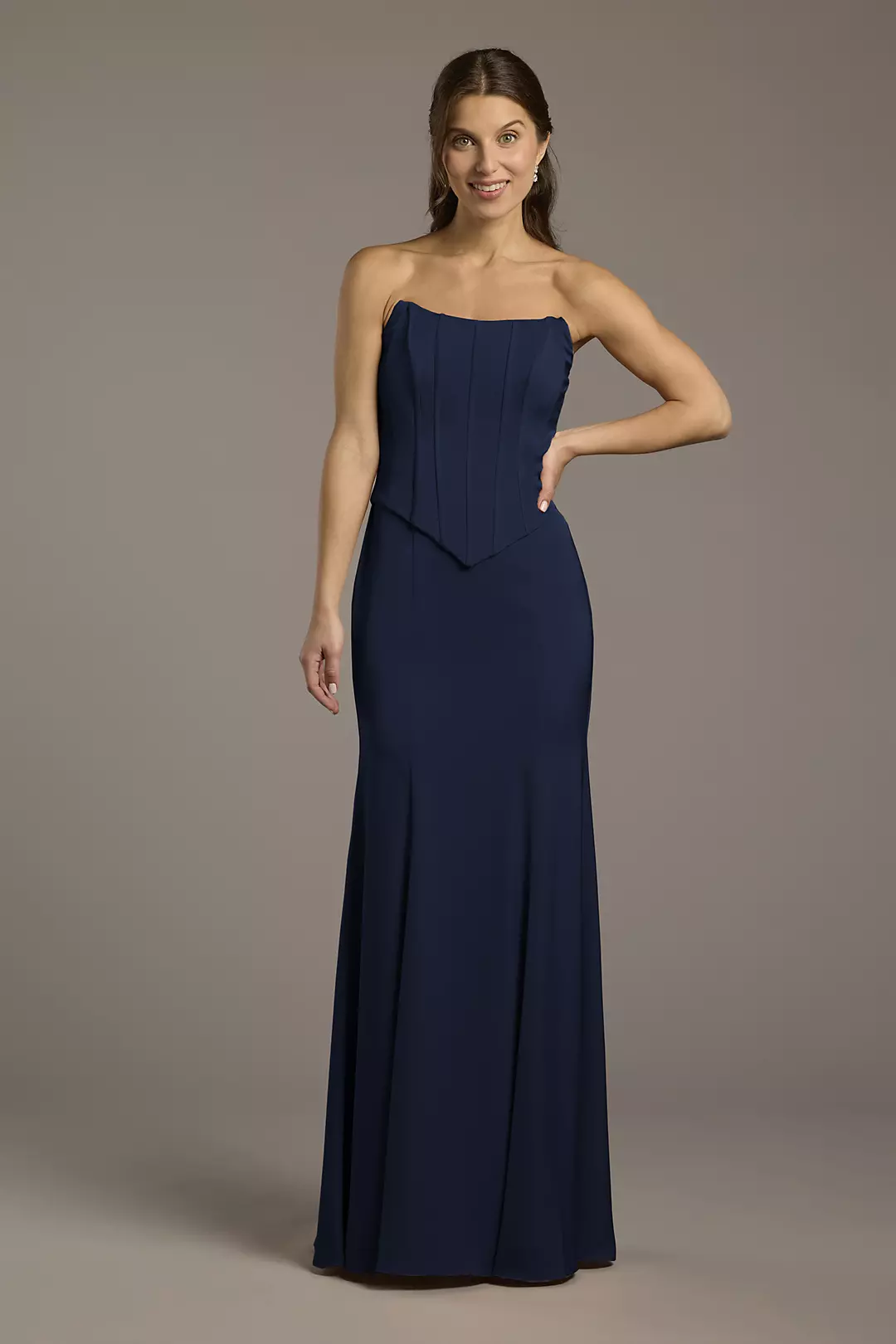 Matte Satin Corset Bodice Faux Two-Piece Dress - Image 126