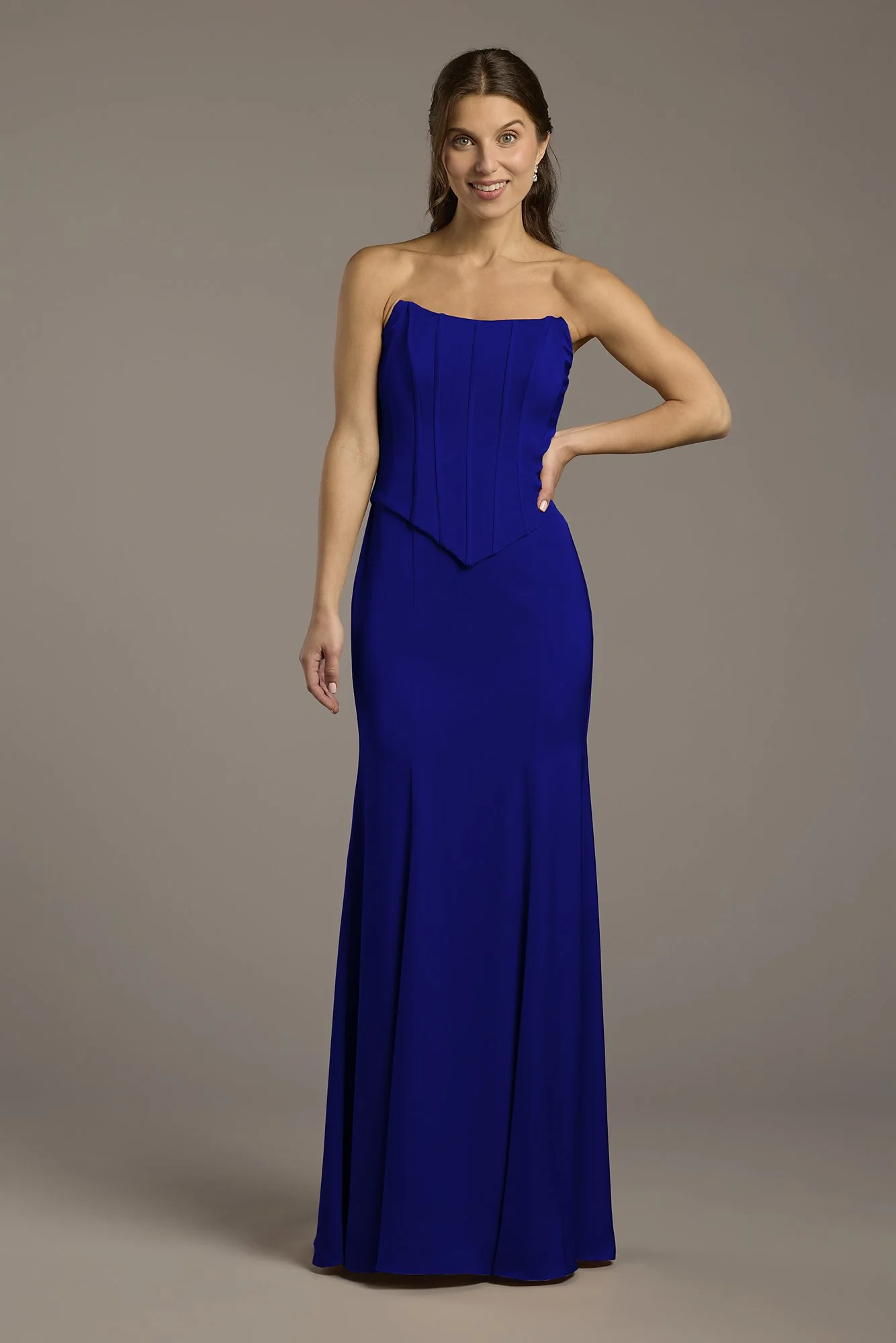 Matte Satin Corset Bodice Faux Two-Piece Dress - Image 17