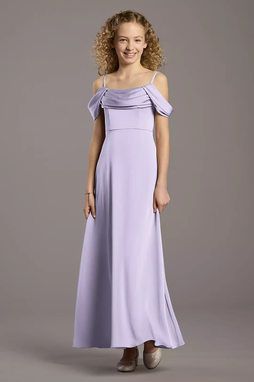 Matte Satin Cowl Neck A-Line Girls Dress - Image 19