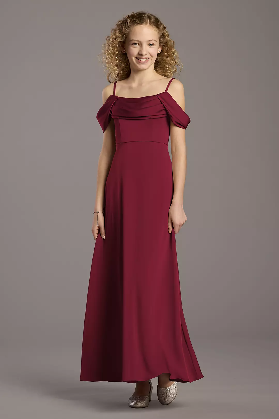 Matte Satin Cowl Neck A-Line Girls Dress - Image 23