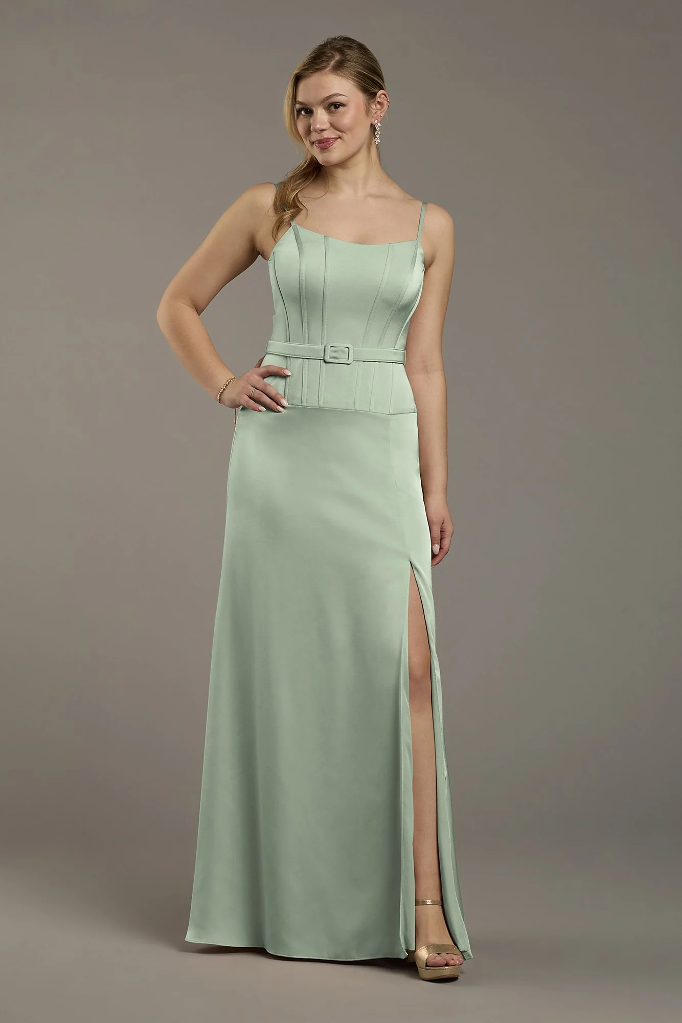 Matte Satin Drop Waist Corset Dress - Image 21