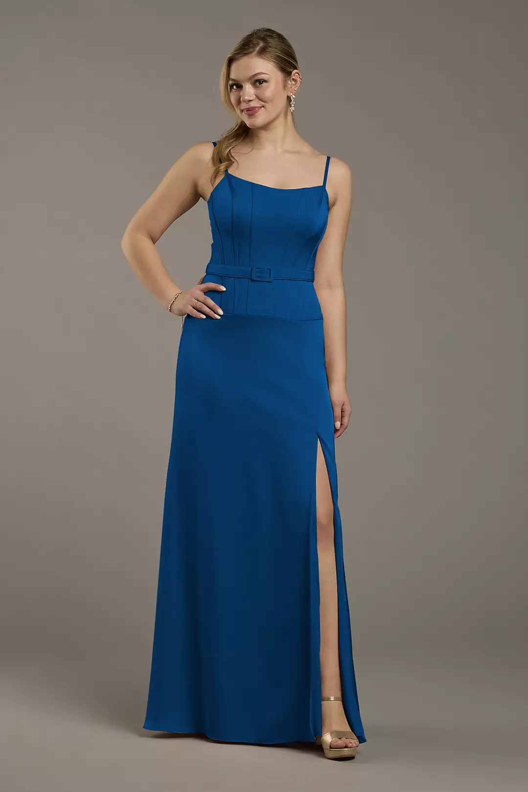 Matte Satin Drop Waist Corset Dress - Image 25