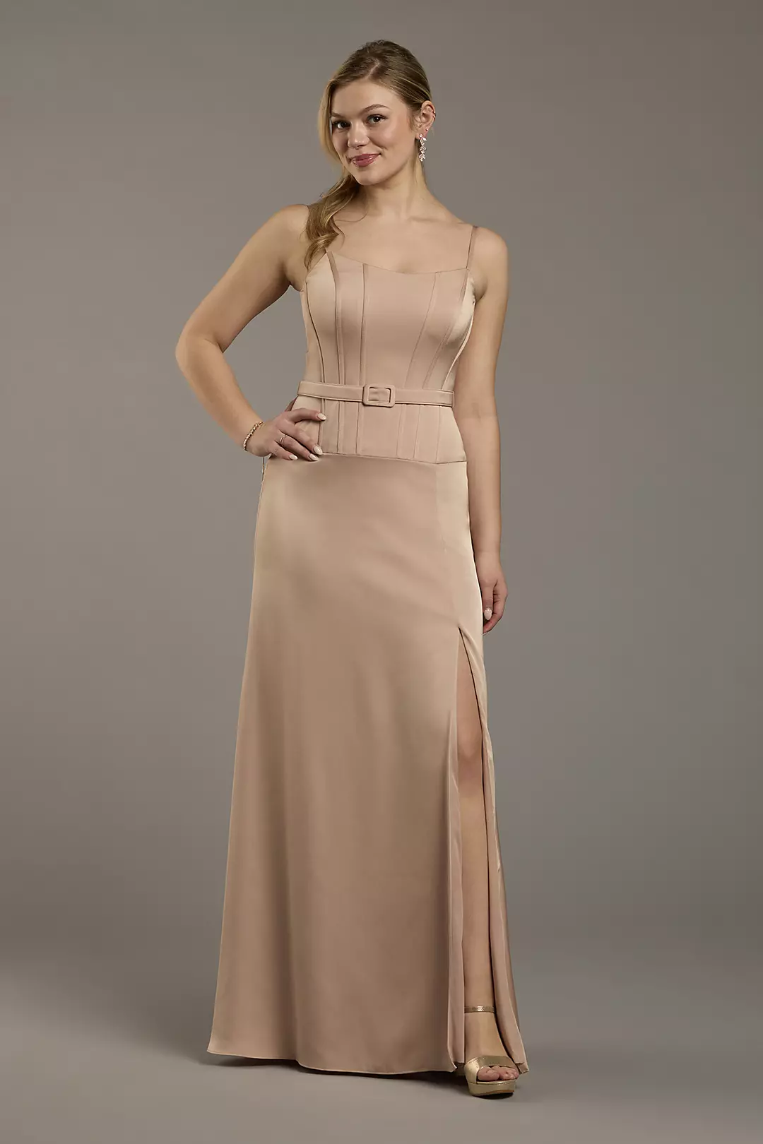 Matte Satin Drop Waist Corset Dress - Image 33