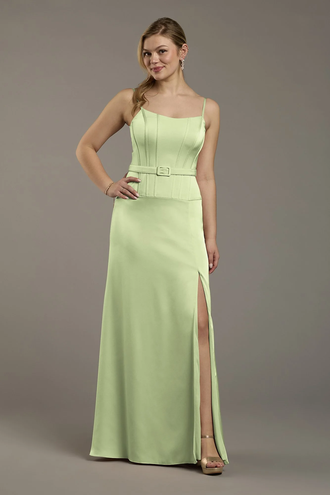 Matte Satin Drop Waist Corset Dress - Image 36