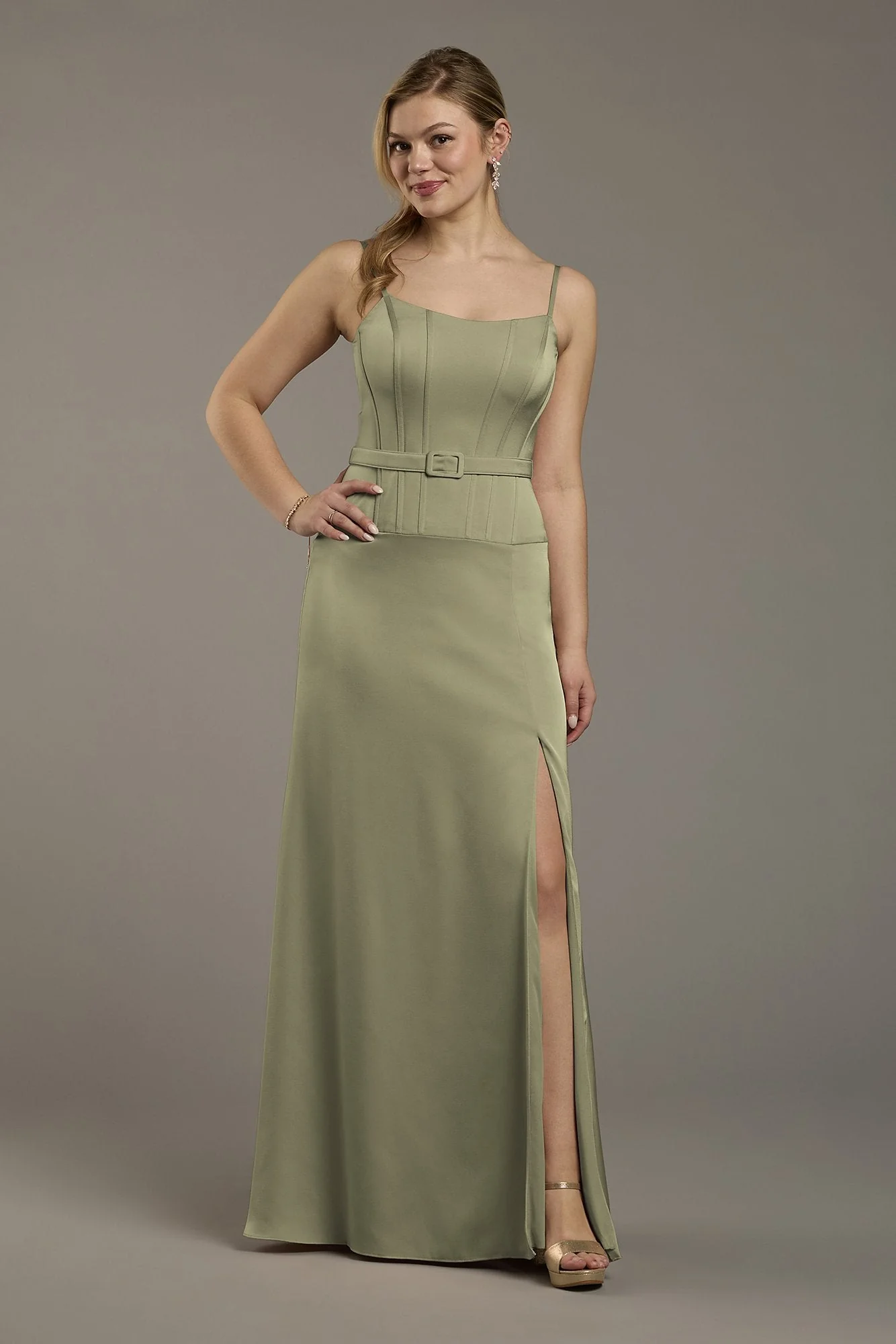 Matte Satin Drop Waist Corset Dress - Image 47