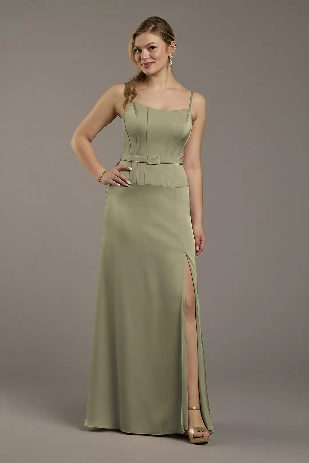 Matte Satin Drop Waist Corset Dress - Image 56