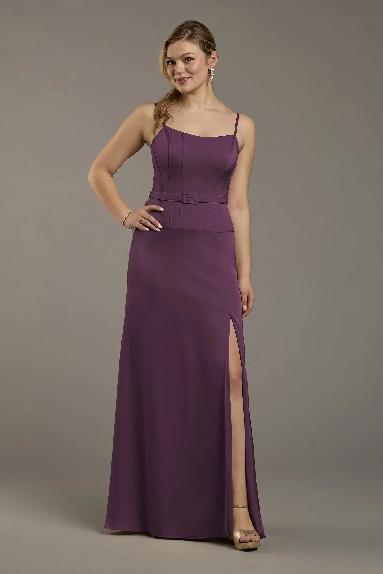 Matte Satin Drop Waist Corset Dress - Image 58