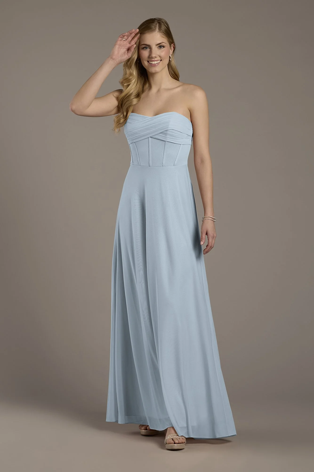 Mesh Twist Bodice Corset A-Line Dress - Image 3