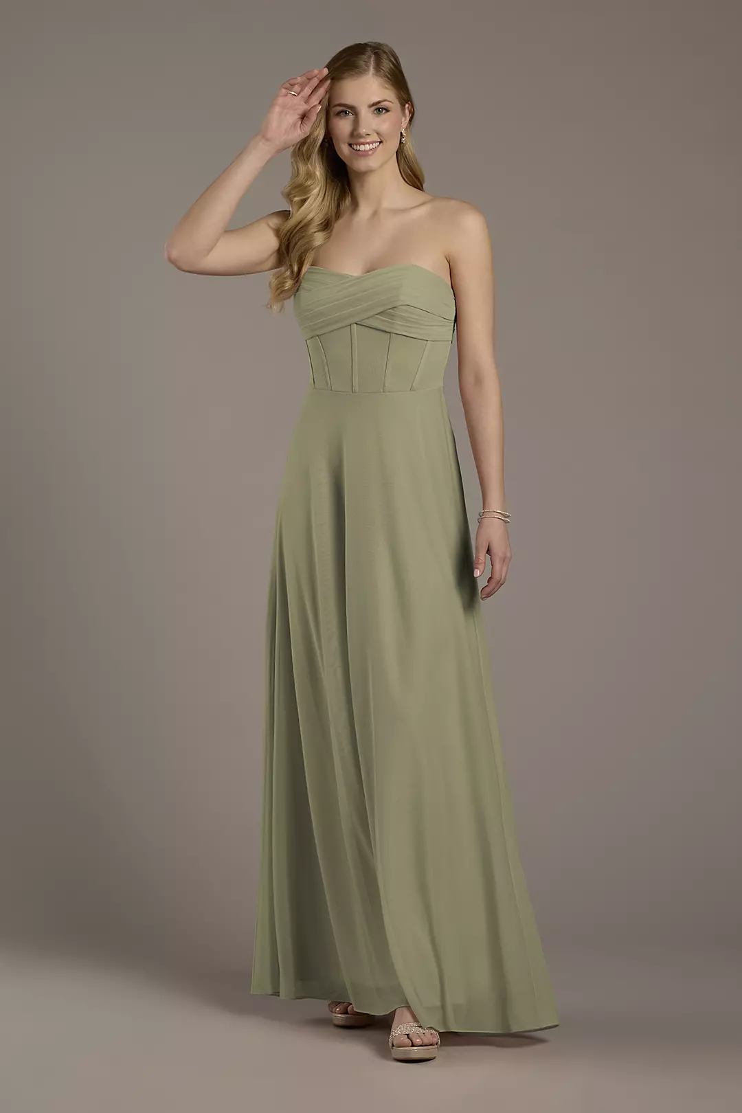 Mesh Twist Bodice Corset A-Line Dress - Image 37