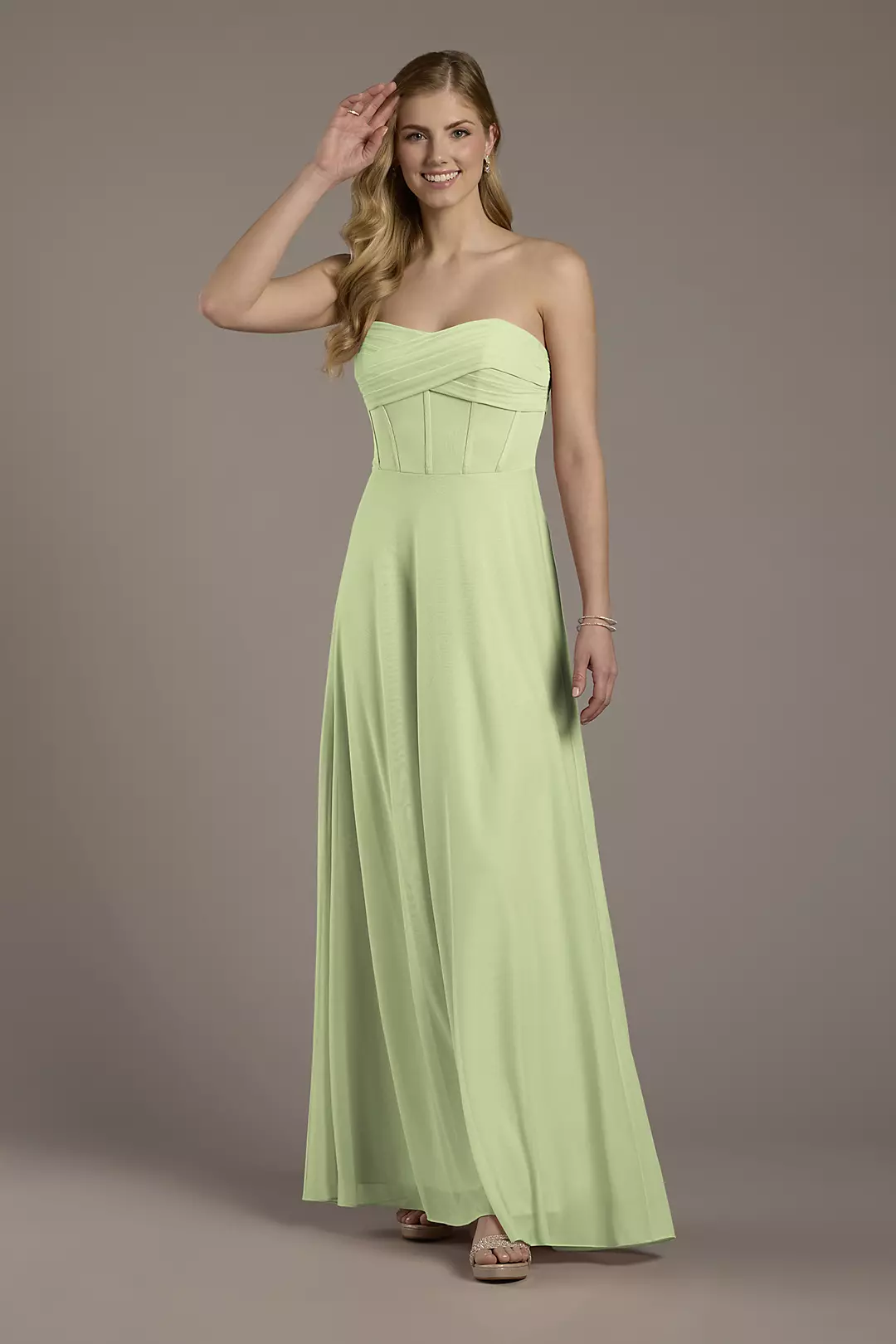 Mesh Twist Bodice Corset A-Line Dress - Image 46