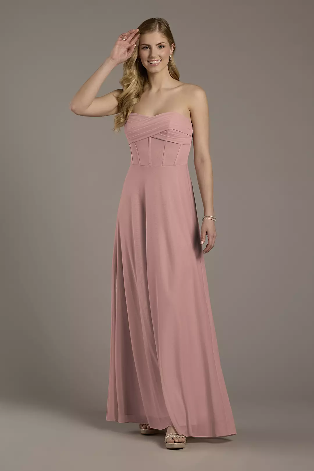 Mesh Twist Bodice Corset A-Line Dress - Image 55