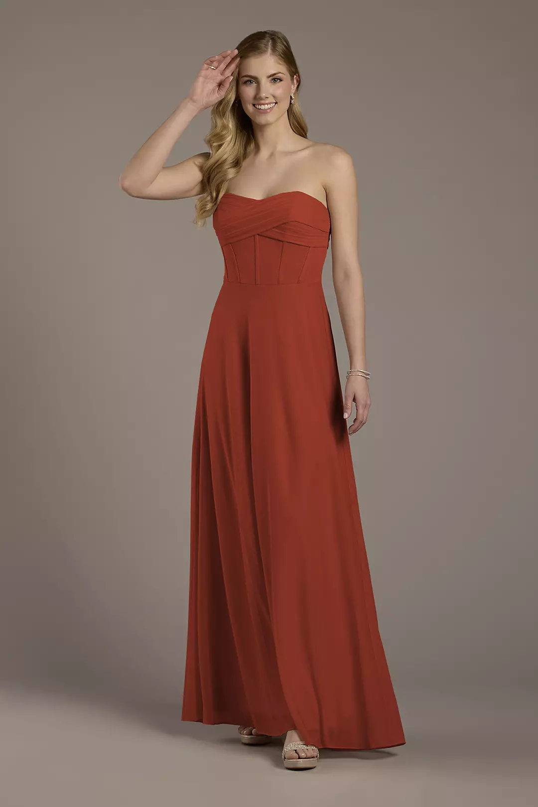 Mesh Twist Bodice Corset A-Line Dress - Image 57