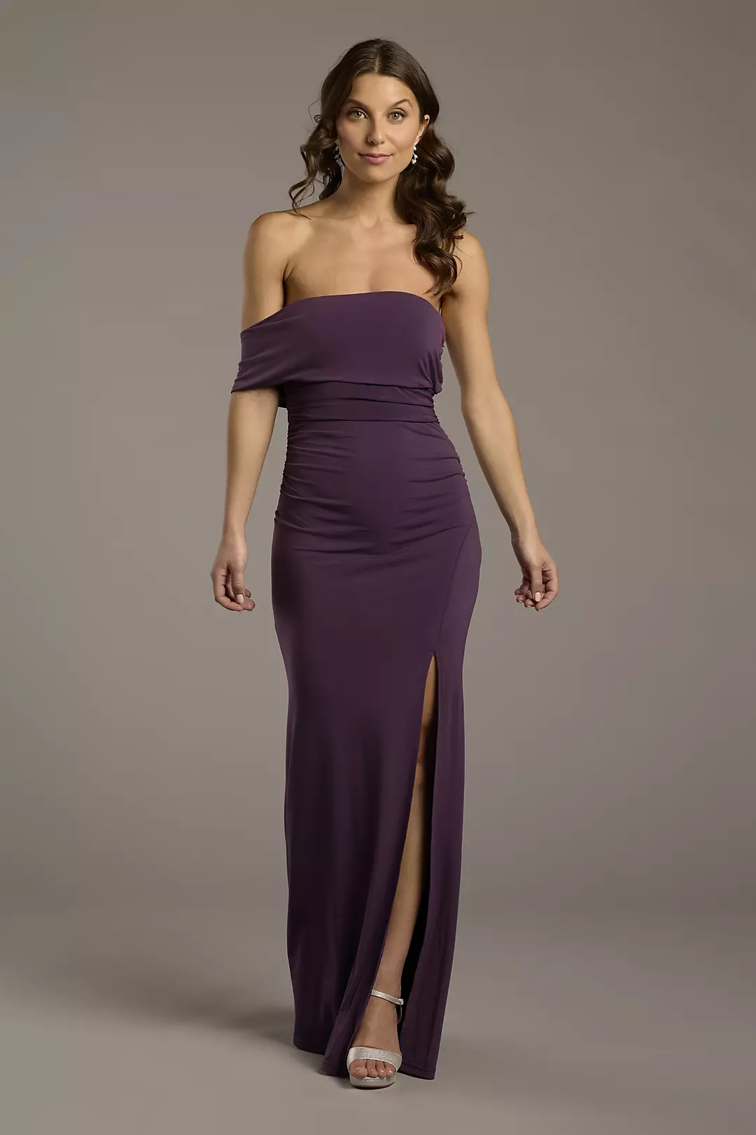 Off-the-Shoulder Ruched Jersey Sheath Dress - Image 3