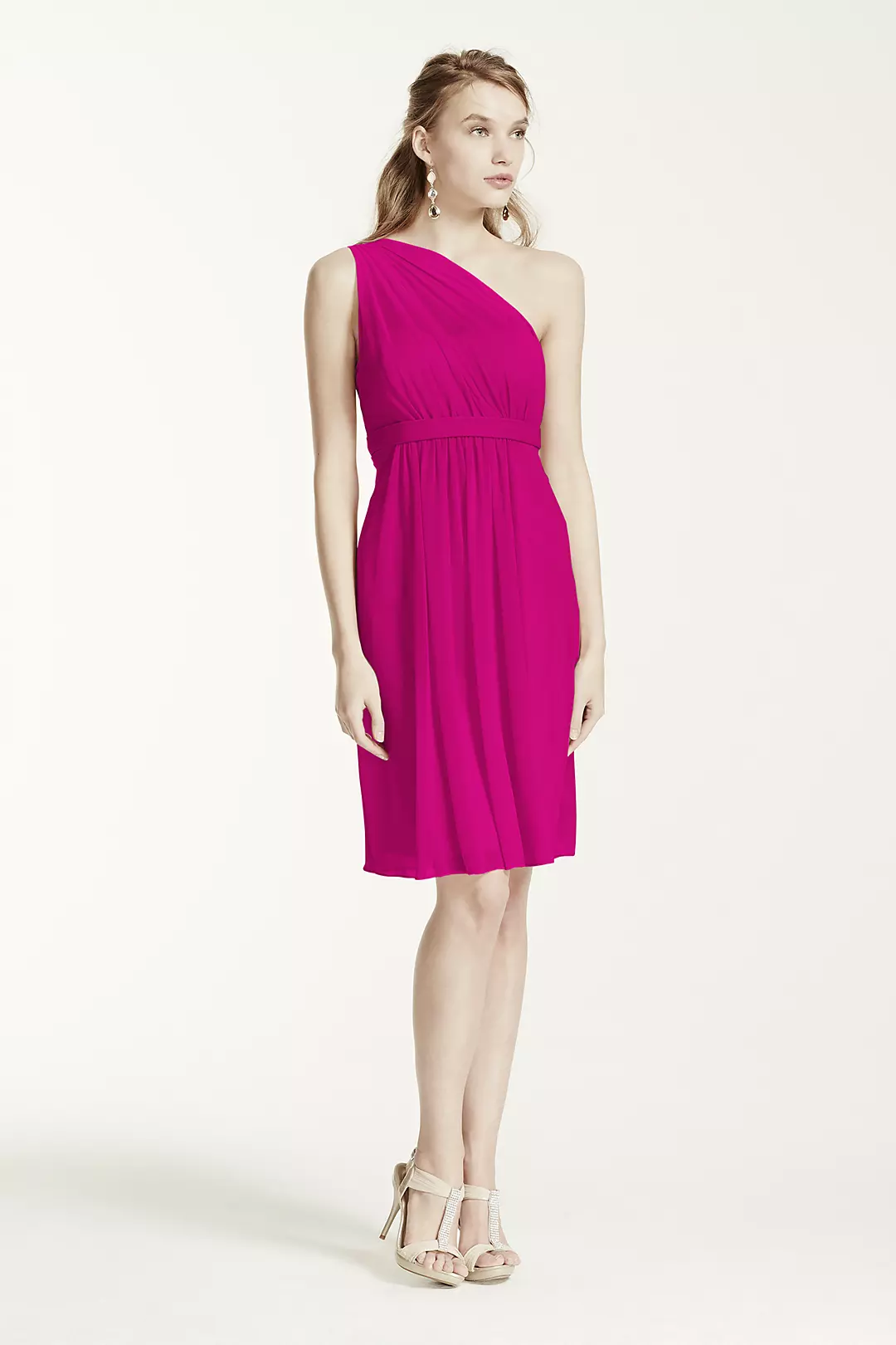 One Shoulder Short Dress with Illusion Neck - Image 102