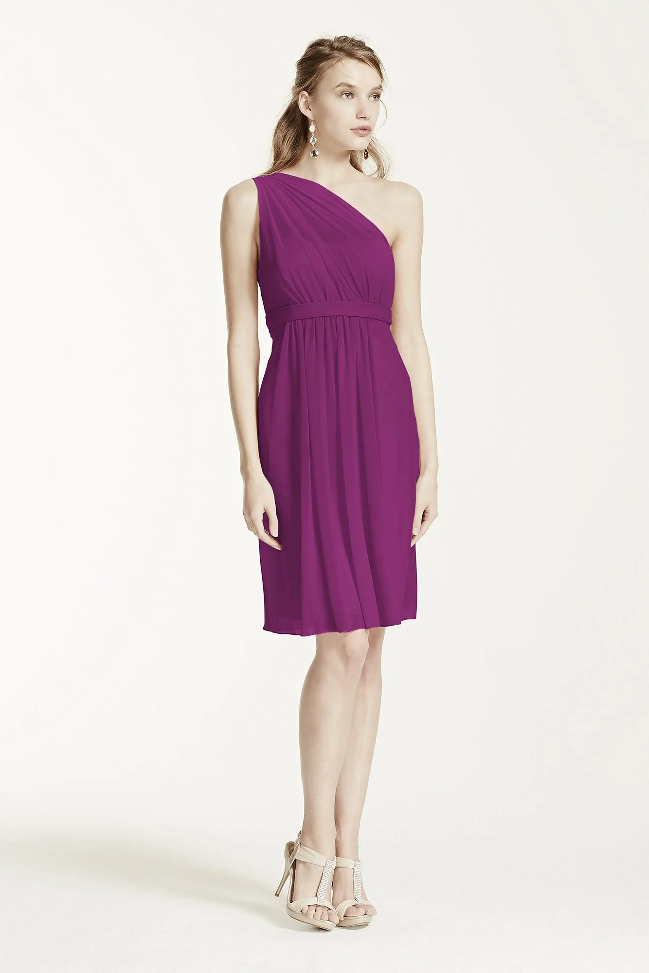 One Shoulder Short Dress with Illusion Neck - Image 106