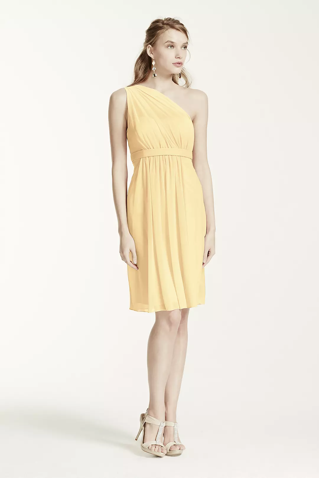 One Shoulder Short Dress with Illusion Neck - Image 107