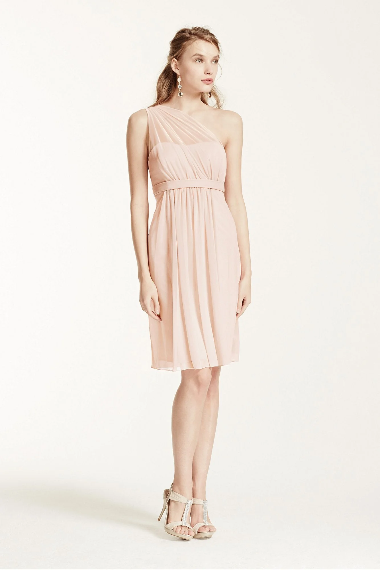 One Shoulder Short Dress with Illusion Neck - Image 11