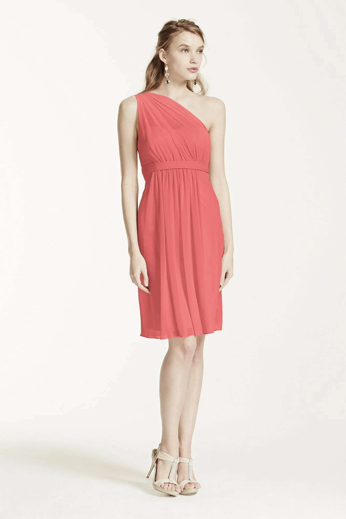 One Shoulder Short Dress with Illusion Neck - Image 19