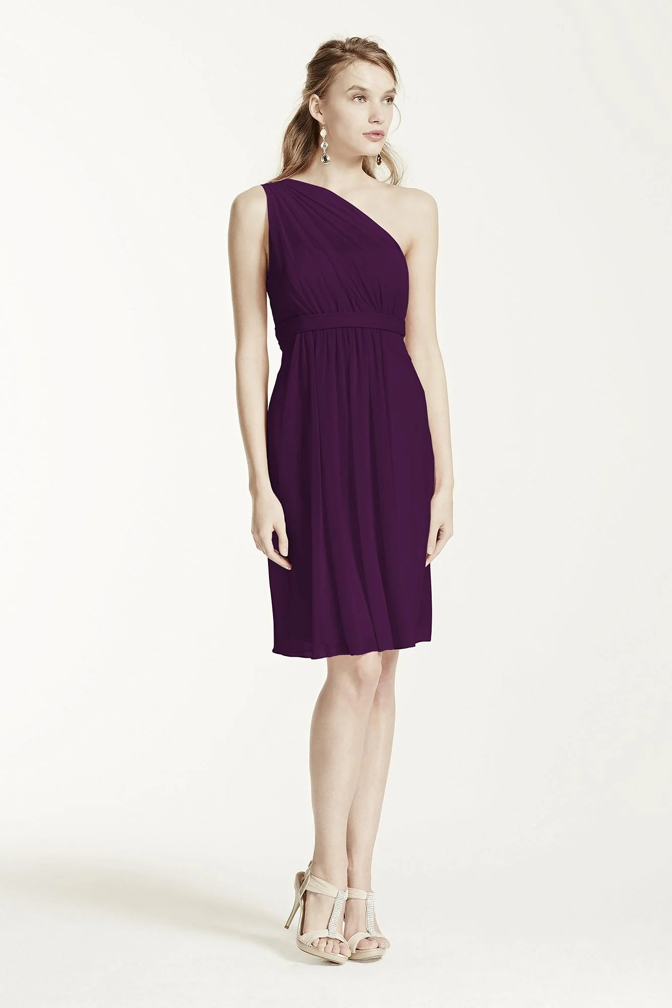 One Shoulder Short Dress with Illusion Neck - Image 20