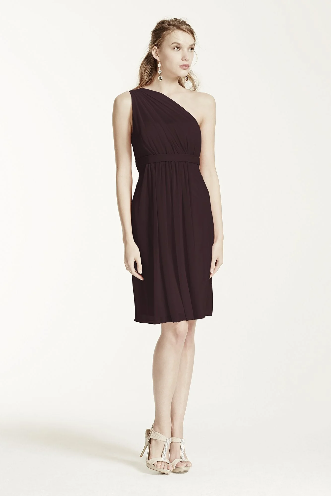 One Shoulder Short Dress with Illusion Neck - Image 26