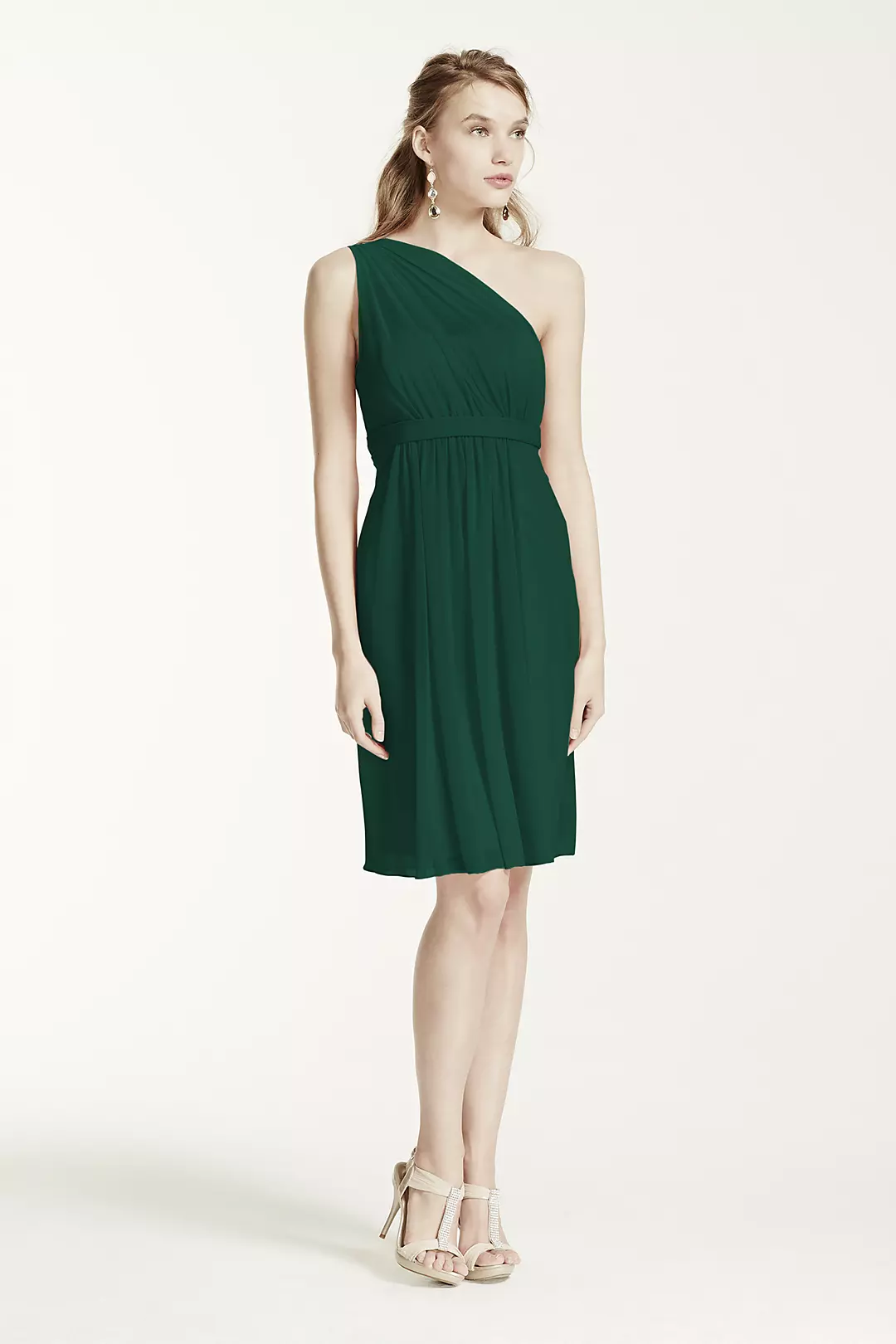 One Shoulder Short Dress with Illusion Neck - Image 28
