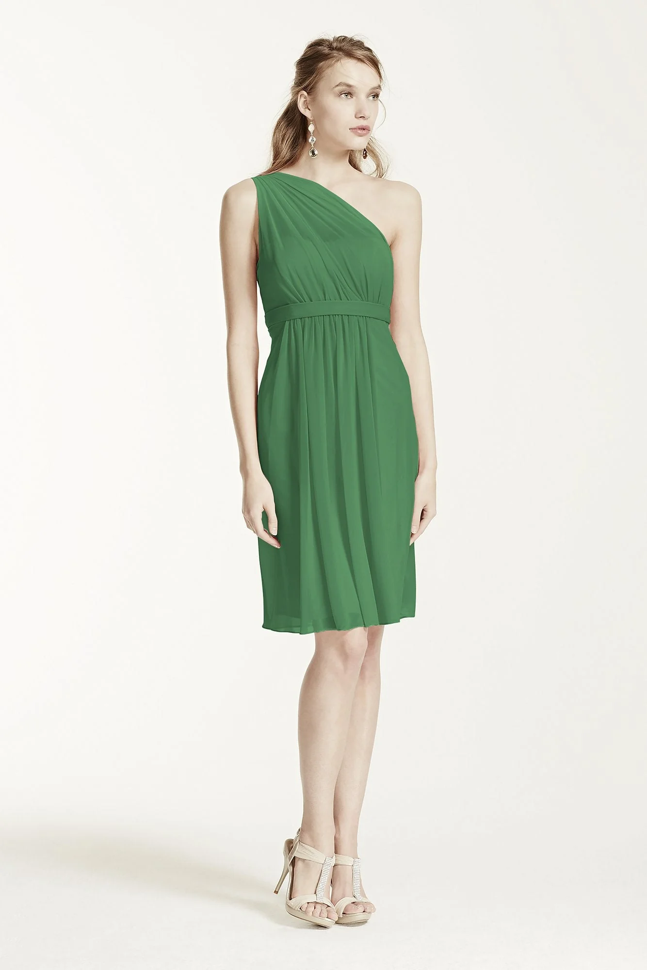 One Shoulder Short Dress with Illusion Neck - Image 55