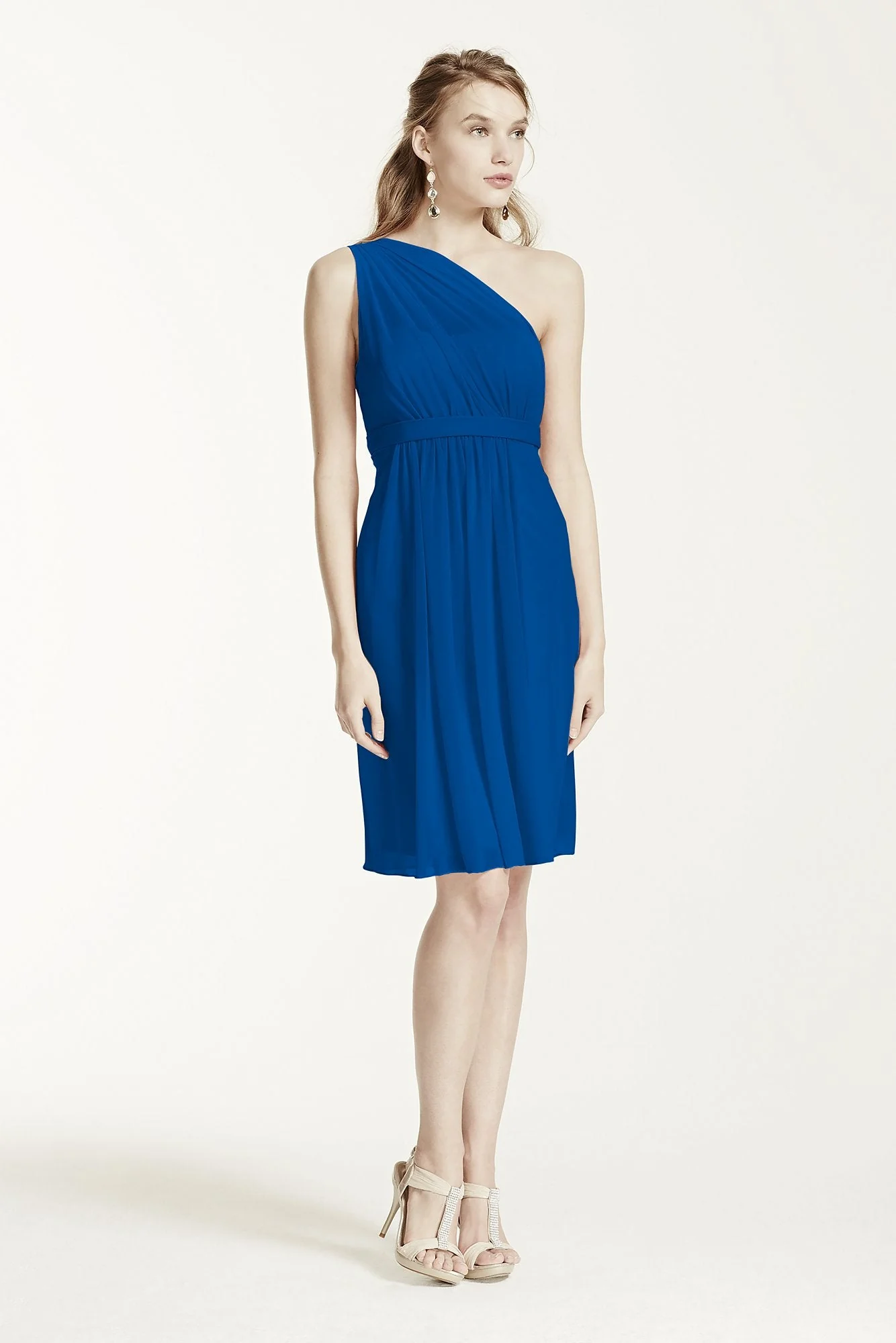 One Shoulder Short Dress with Illusion Neck - Image 60