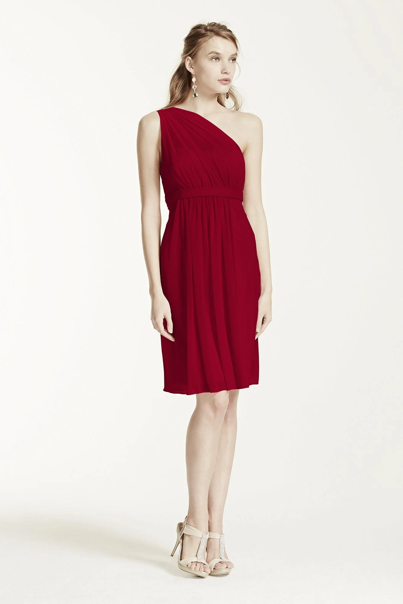 One Shoulder Short Dress with Illusion Neck - Image 66