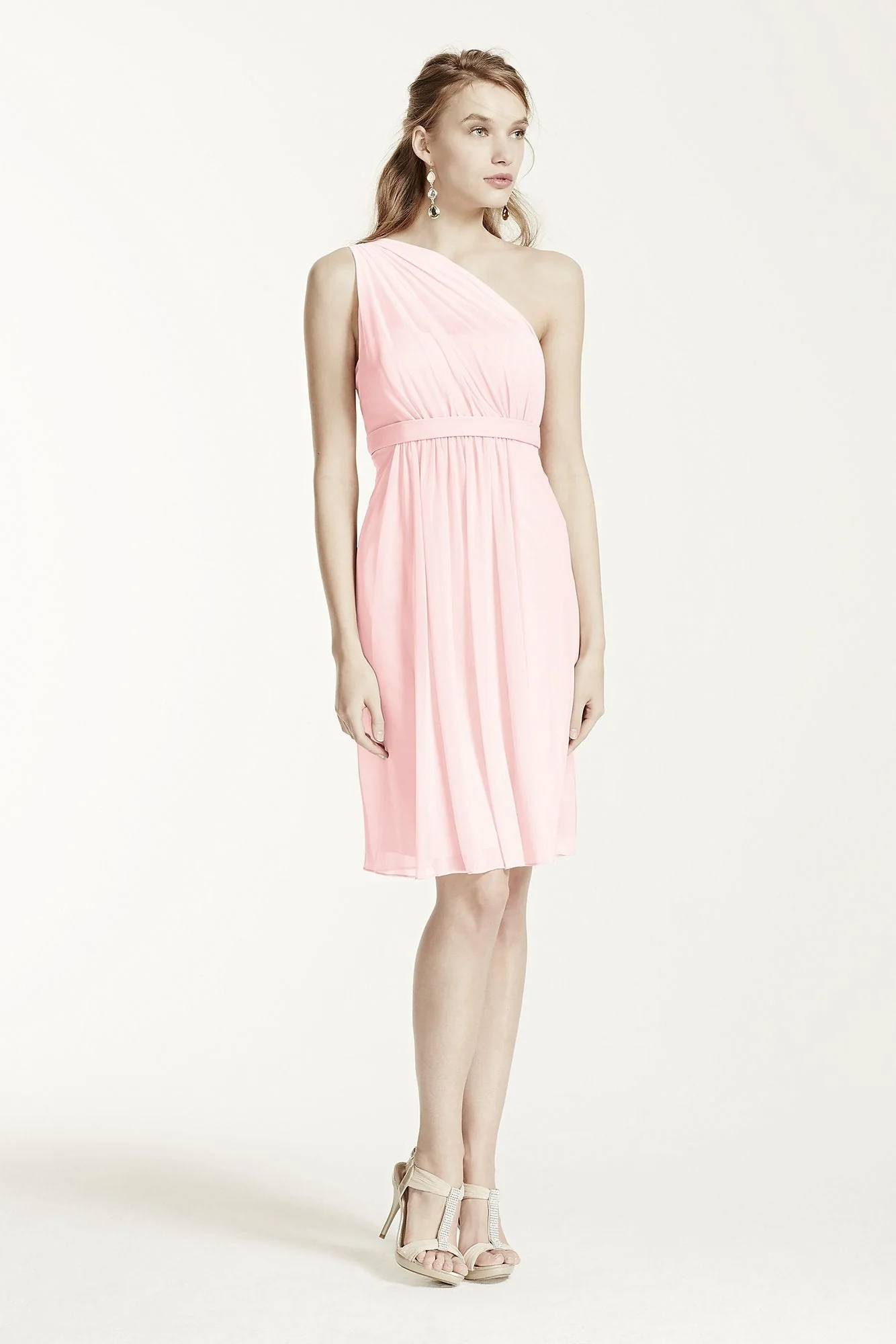 One Shoulder Short Dress with Illusion Neck - Image 68