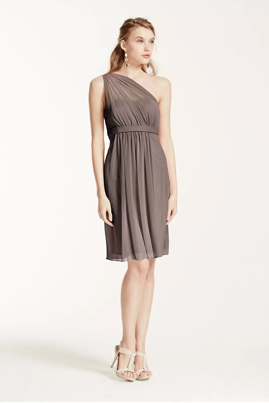 One Shoulder Short Dress with Illusion Neck - Image 7