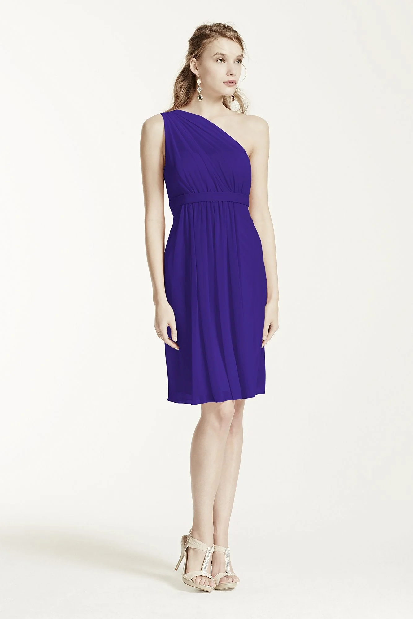 One Shoulder Short Dress with Illusion Neck - Image 72
