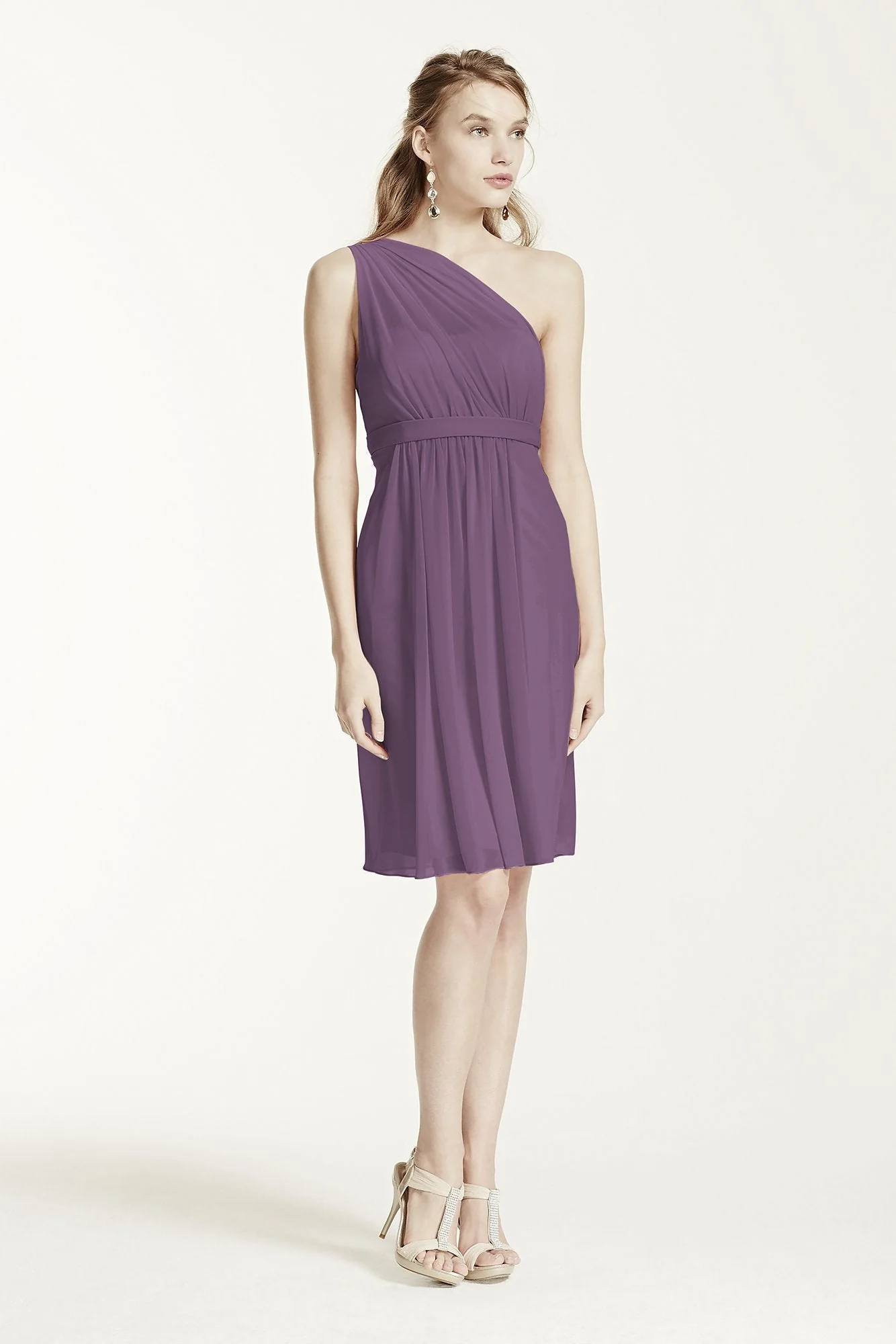 One Shoulder Short Dress with Illusion Neck - Image 8