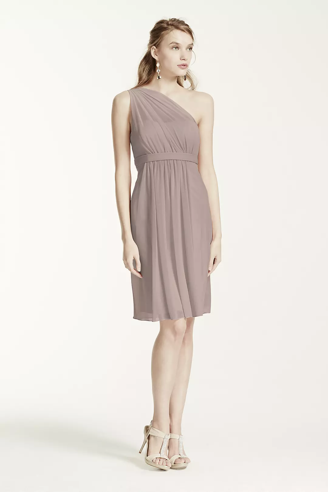 One Shoulder Short Dress with Illusion Neck - Image 9