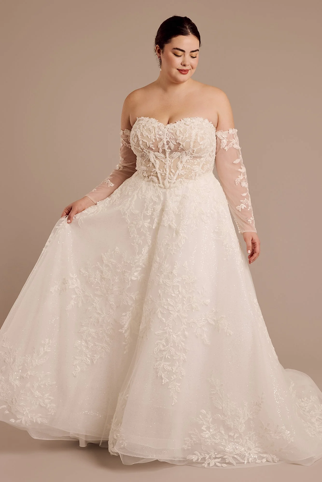 Removable Long-Sleeve Ball Gown Wedding Dress - Image 7