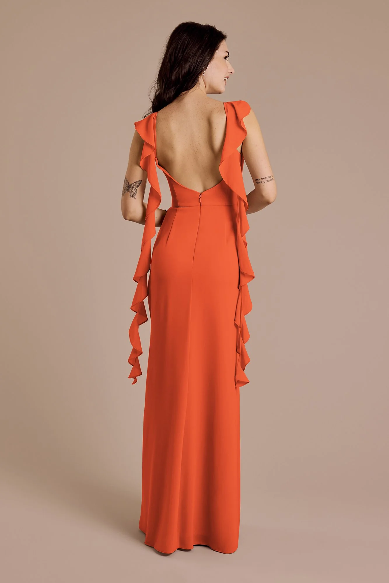 Ruffle Strap Scoop Neck Chiffon A-Line Dress - Image 11