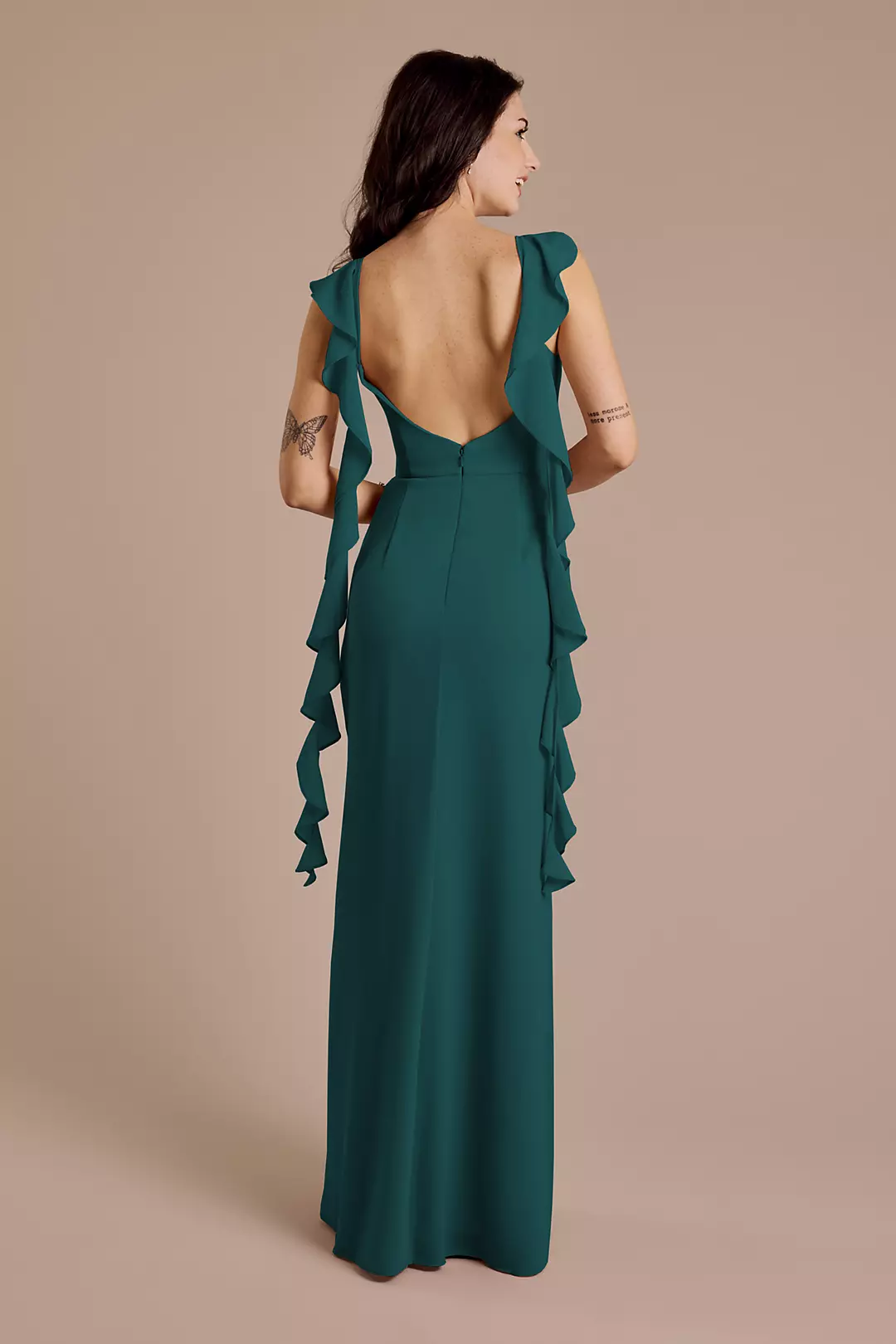Ruffle Strap Scoop Neck Chiffon A-Line Dress - Image 129