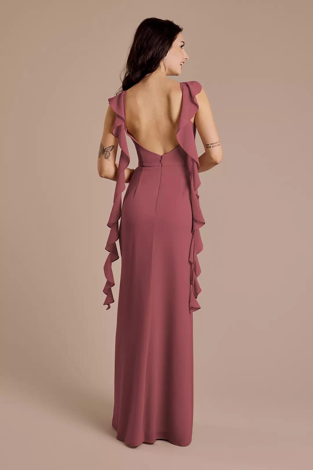 Ruffle Strap Scoop Neck Chiffon A-Line Dress - Image 133