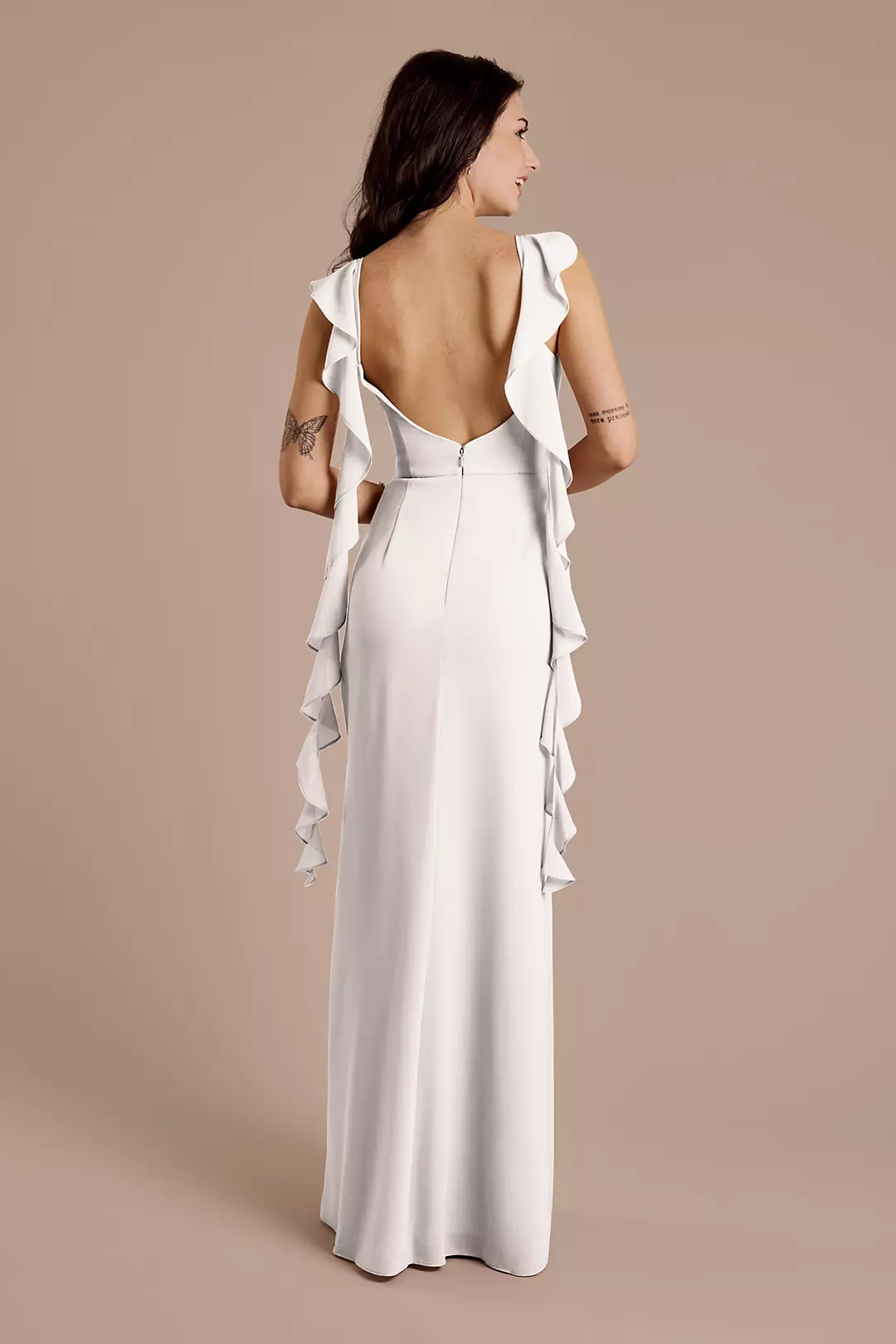 Ruffle Strap Scoop Neck Chiffon A-Line Dress - Image 134