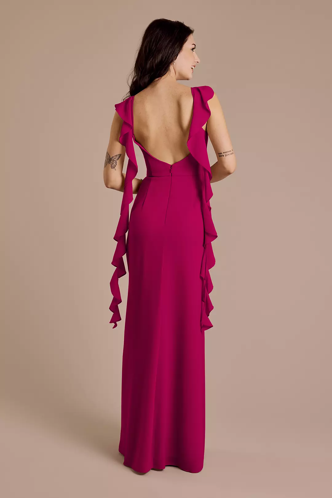 Ruffle Strap Scoop Neck Chiffon A-Line Dress - Image 139