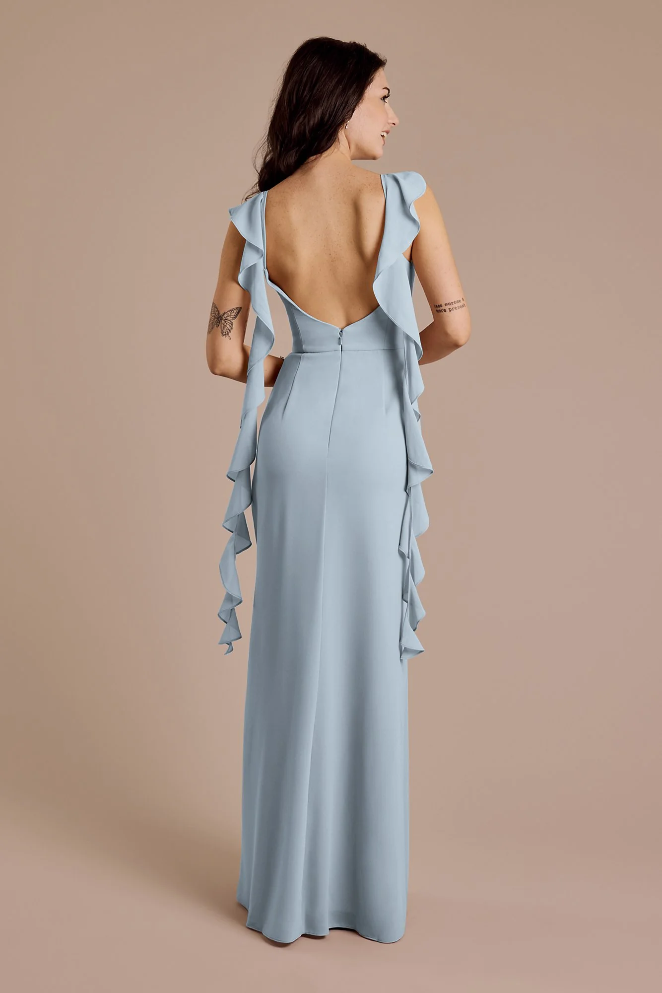 Ruffle Strap Scoop Neck Chiffon A-Line Dress - Image 14