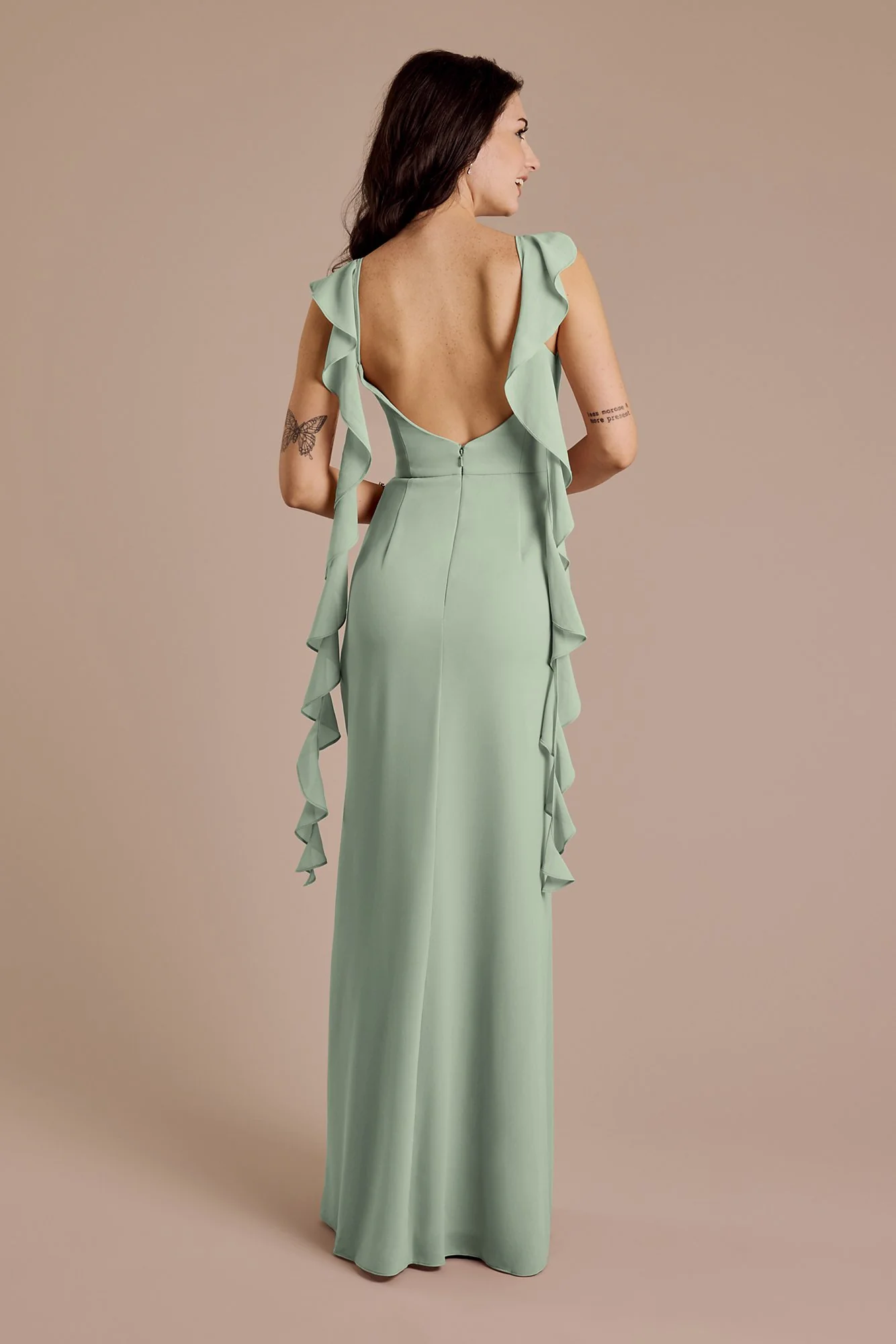 Ruffle Strap Scoop Neck Chiffon A-Line Dress - Image 15