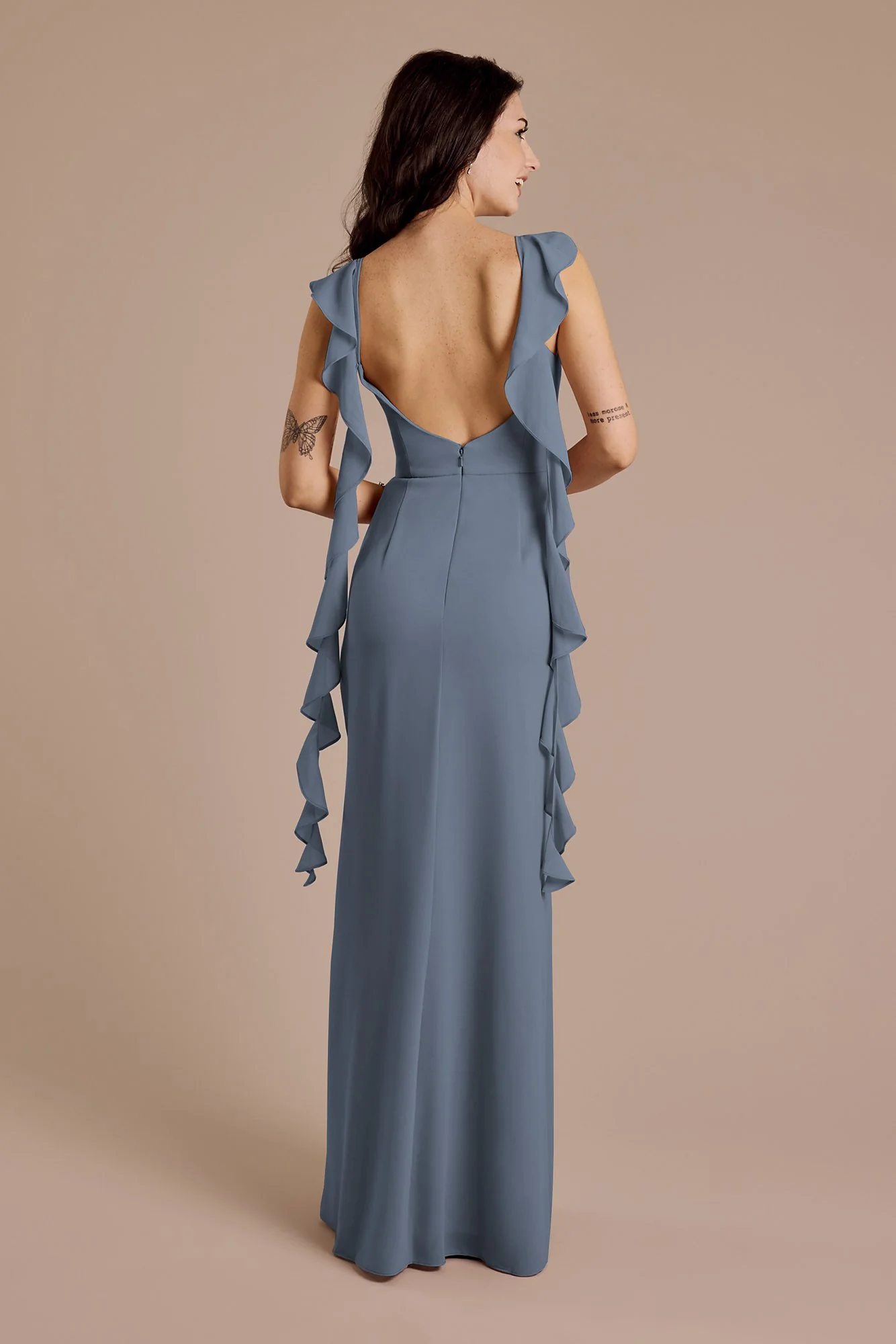 Ruffle Strap Scoop Neck Chiffon A-Line Dress - Image 17