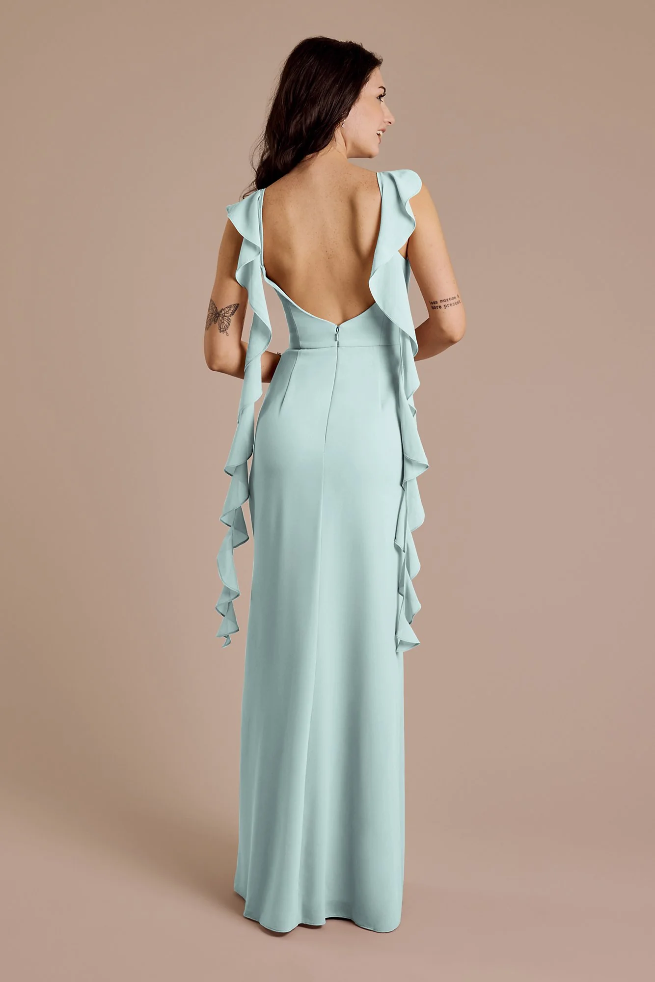 Ruffle Strap Scoop Neck Chiffon A-Line Dress - Image 20