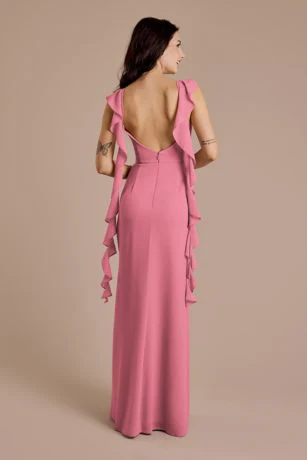 Ruffle Strap Scoop Neck Chiffon A-Line Dress - Image 29