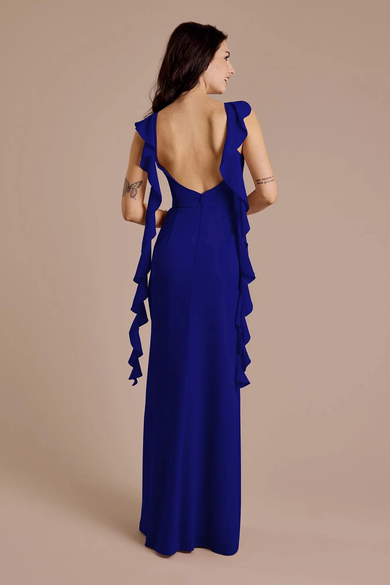 Ruffle Strap Scoop Neck Chiffon A-Line Dress - Image 4