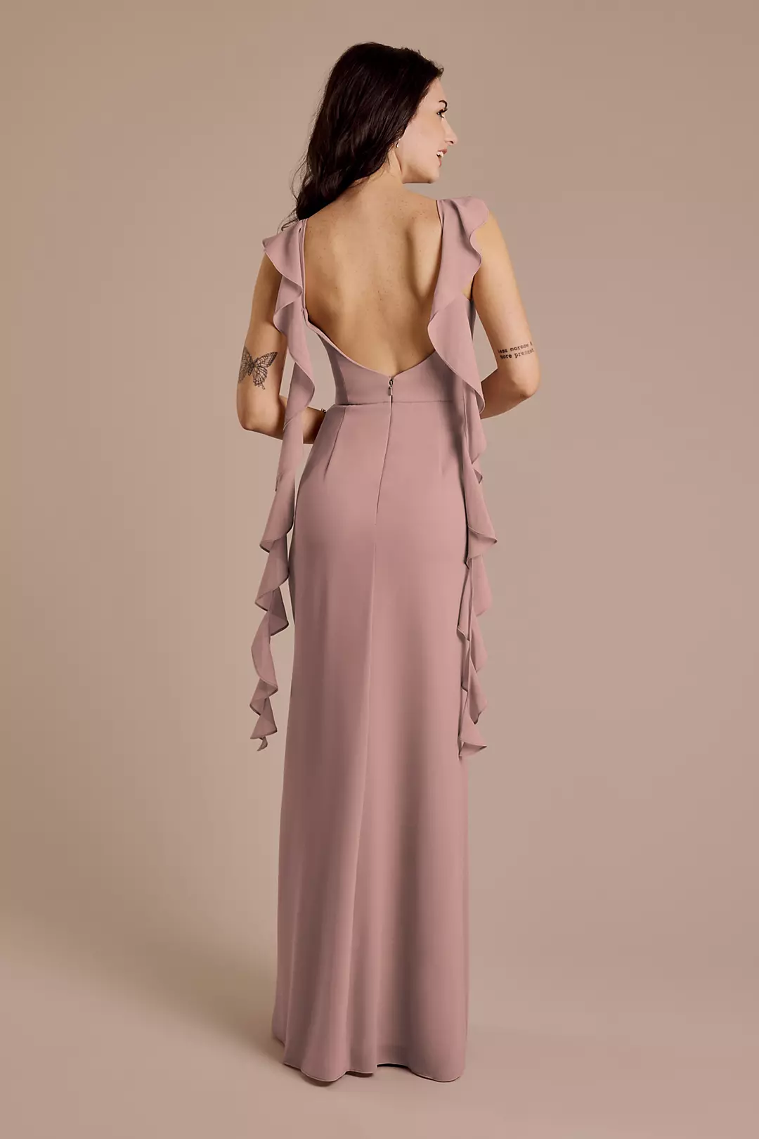 Ruffle Strap Scoop Neck Chiffon A-Line Dress - Image 40