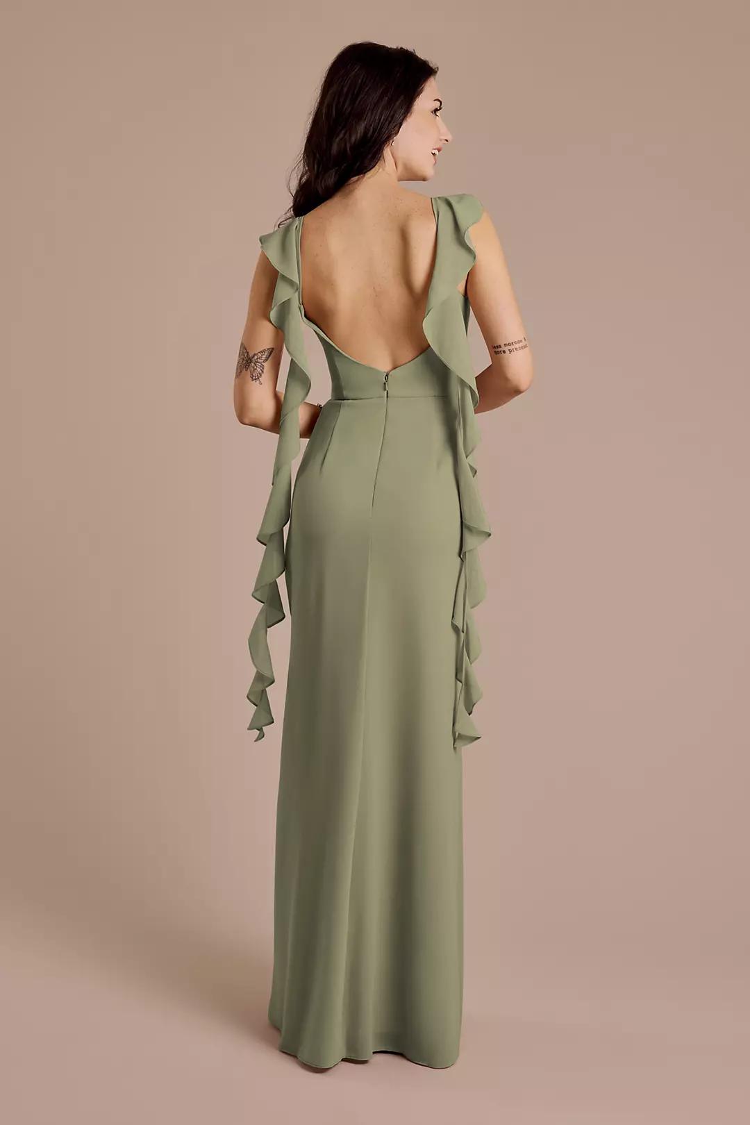 Ruffle Strap Scoop Neck Chiffon A-Line Dress - Image 49