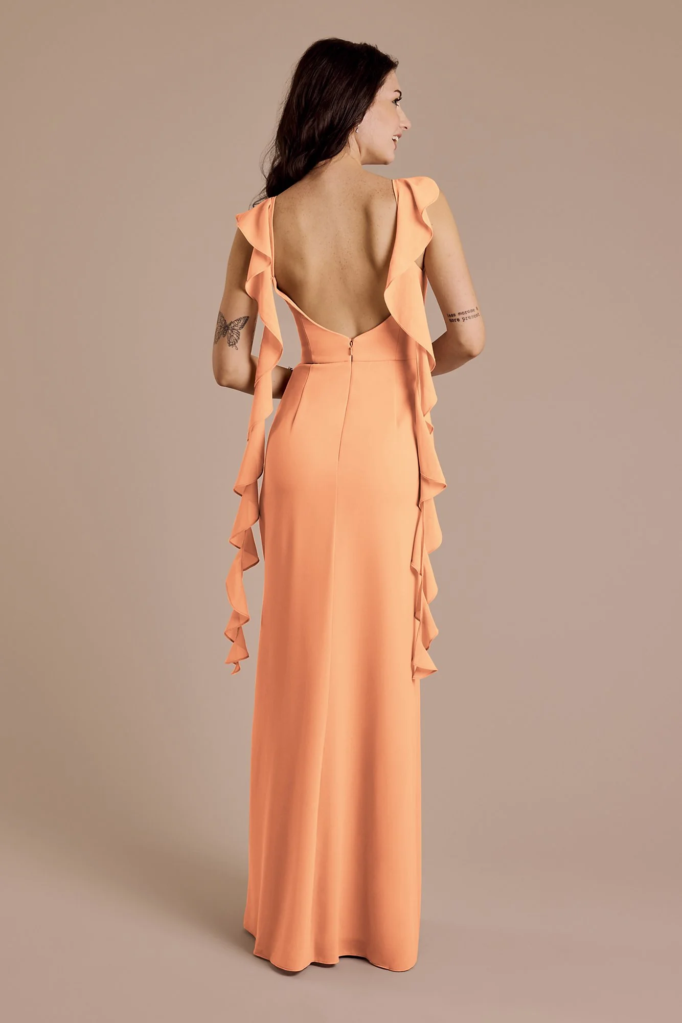 Ruffle Strap Scoop Neck Chiffon A-Line Dress - Image 5