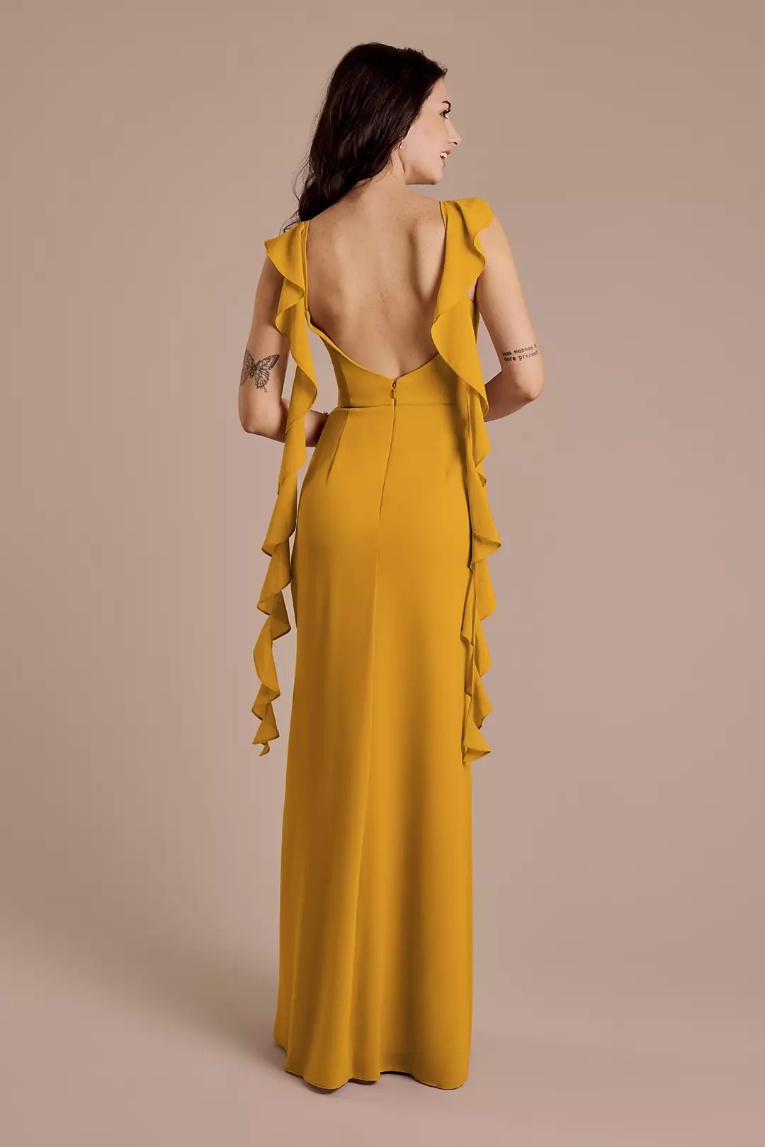 Ruffle Strap Scoop Neck Chiffon A-Line Dress - Image 62