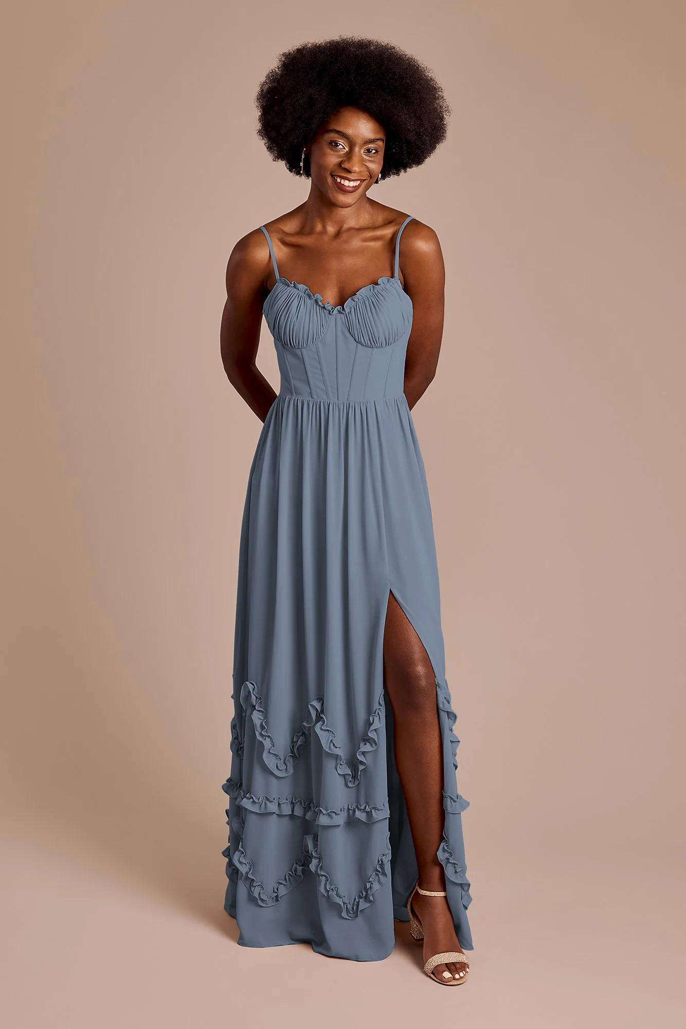 Ruffled Chiffon Spaghetti Strap Dress - Image 10